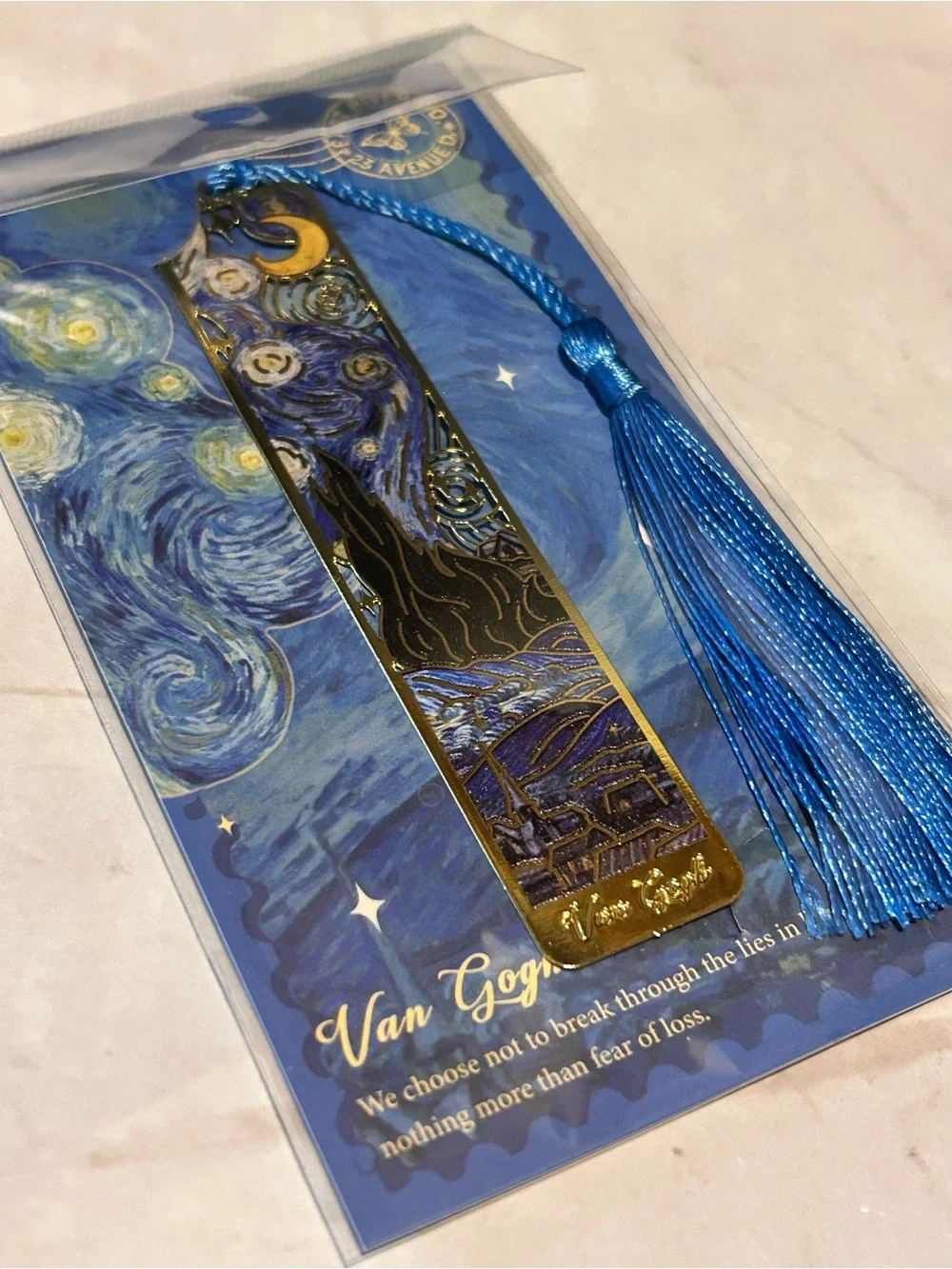 Flower Shadow Van Gogh Inspired Metal Bookmark with Tassle